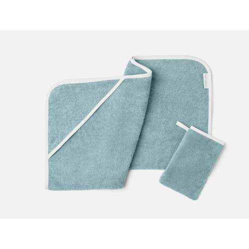 Cloud Loom™ Organic Baby Hooded Towel and Bath Mitt Set