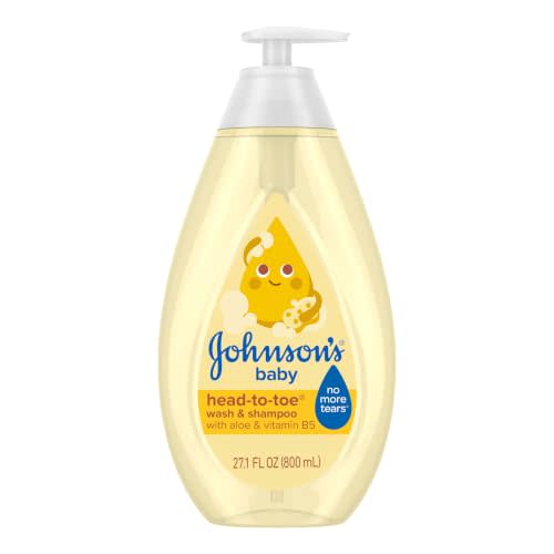 Johnson's Baby Head-to-Toe Wash & Shampoo, Tear Free, 27.1 fl. oz | Aloe & Vitamin B5, No More Tears Formula, Hypoallergenic, pH Balanced, Safe for Newborns, No Added Parabens, Dyes & Sulfates