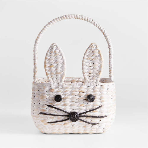 White Woven Bunny Kids Easter Basket