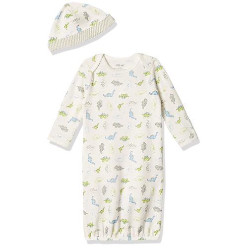 Little Me Clothes for Baby Boys' 2-Piece Nightgown and Cap Set 100% Cotton with Elastic Bottom, Baby Essentials, 0-3 Months