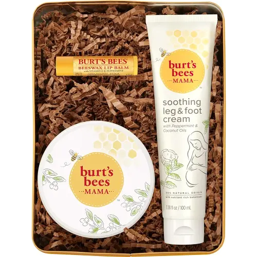 Burt's Bees Pregnancy Essentials Christmas Gifts Set, 3 Baby Shower Products & Must Have Baby Registry Items, Nourishing Skincare for Mom to be - Mama Belly Butter, Original Lip Balm, Leg & Foot Cream