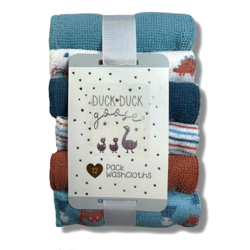 WASHCLOTHS BOYS - DUCK DUCK GOOSE 243 - TERRA DINOSAUR - 12 PACK SOFT BABY BATH
