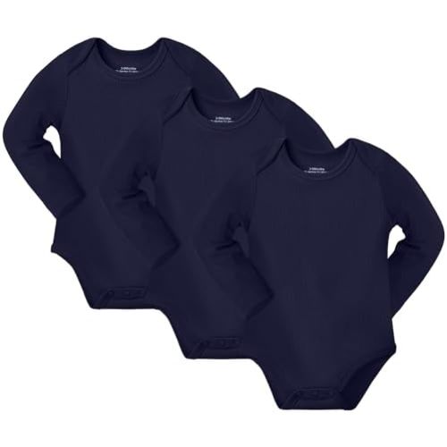 NMK Baby Bodysuits 3-Pack，Soft Rayon From Bamboo Short and Long Sleeve Onesie，Unisex for Newborns 0-12 Months