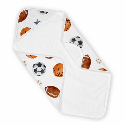 Watercolor Sports Theme Collection Hooded Baby Towels - Toddler Bath Towel
