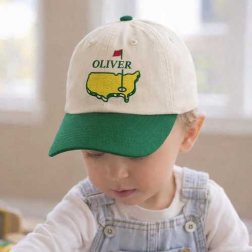 Embroidered Custom Name Baby Cap, Matching Family Golf Theme Cap, Birthday Gift for Children