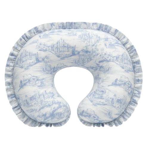 Blue Toile Ruffle Nursing Pillow Cover