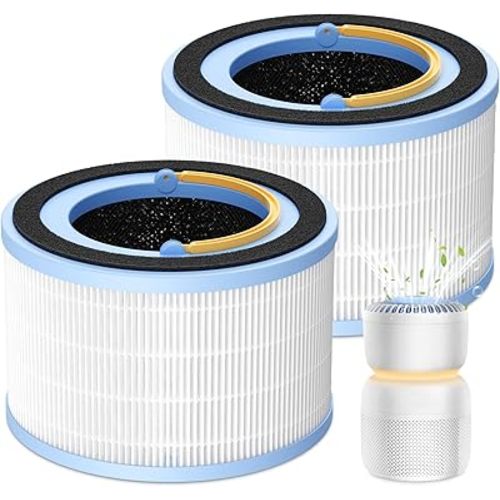 Sprout Replacement Filter Compatible with LEVOIT Sprout Air Purifier, 3-in-1 HEPA Filter, High-Efficiency Activated Carbon and Pre-filter for Dust Pollen Pet Smoke Wildfire, 2 Pack, White