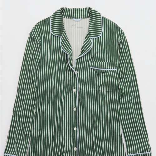 Aerie Real Soft® Pajama Shirt | Rugged Green | Size M