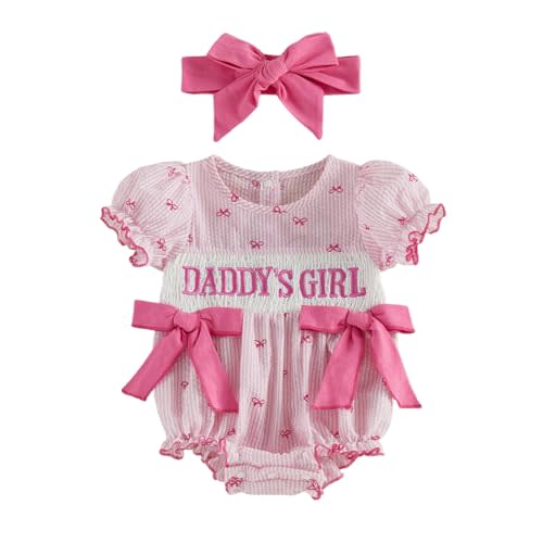 FYBITBO Baby Girl Summer Clothes Ruffle Short Sleeve Peter Pan Collar Bubble Romper Onesie Mothers/Fathers Day Outfit