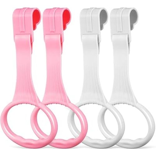 SAFIGLE 4Pcs Baby Playpen Pull up Rings:Pull up Rings for Play Pen,Baby Walking Exercises Assistant - Playpen & Crib Hanging Loop Accessories for Help Stand up Walking Training Tool Newborn
