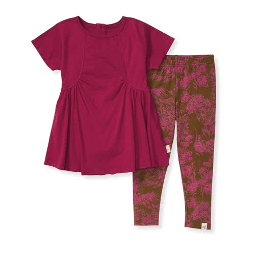 Burt's Bees Baby Baby Girls Top and Pant Set, Tunic and Leggings Bundle, 100% Organic Cotton