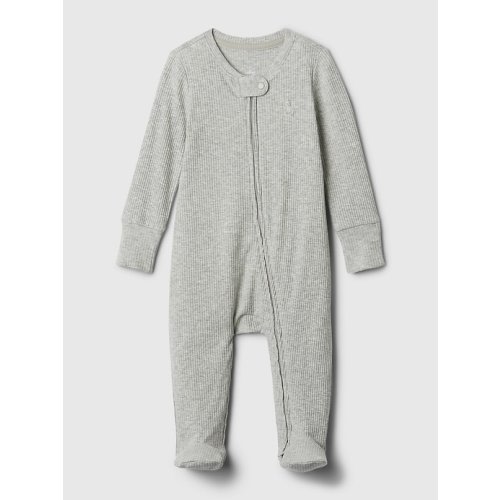Baby First Favorites TinyRib Footed One-Piece in light heather grey, size: 3-6 M