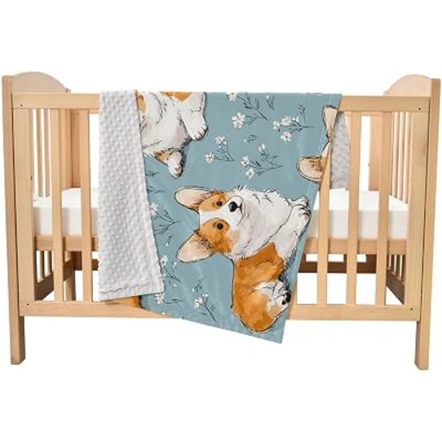 Baby Nursery Blankets Corgi Dogs with Floral