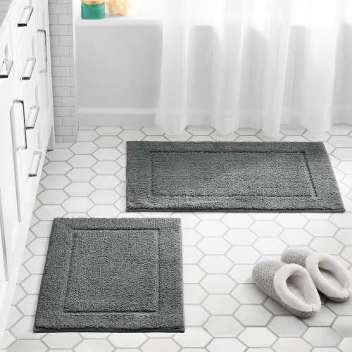 Mainstays Soft Touch Charcoal Polyester Tufted 2-Piece Bath Rug Set, 20" x 30" & 17" x 24"