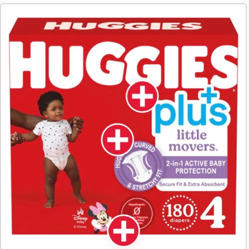 Huggies Plus Diapers Size 4, 180-count | Costco