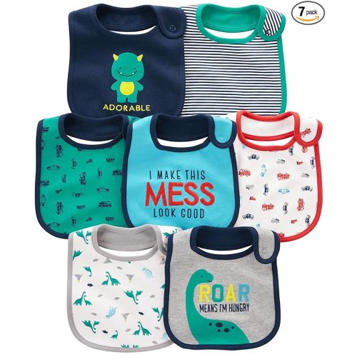 Simple Joys Baby Boy's 7 pack teething bib Accessory, Blue, One Size