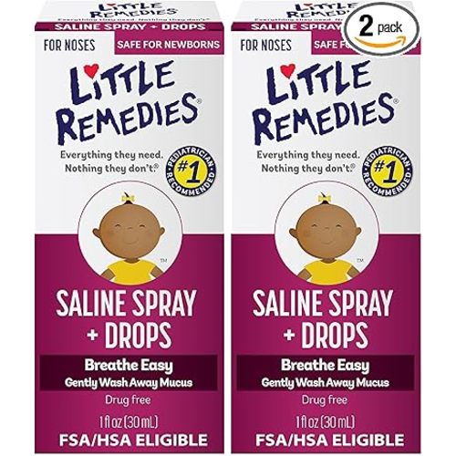 Little Remedies Noses Saline Spray Drops, 1 Fl Oz (Pack of 2)