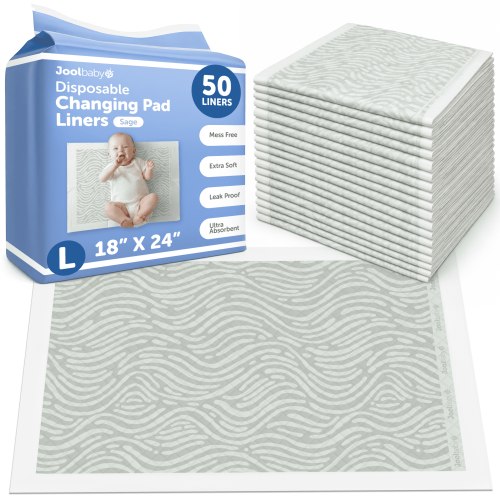 Jool Baby Disposable Changing Pad Liners (50 Count) - Ultra-Absorbent & Leakproof
