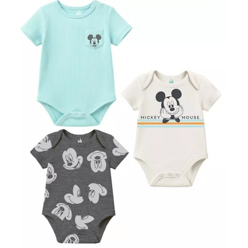 Disney Baby Boys' Mickey Mouse Short-Sleeve Bodysuits, 3-Pack - Macy's