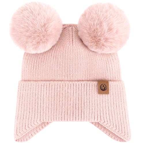 Otoyzy Kids Beanie hat Infant Winter Hat Cap Pom Pom Soft Warm Hat Fleece Lined Knit Cap for Boys Girls 0-2T