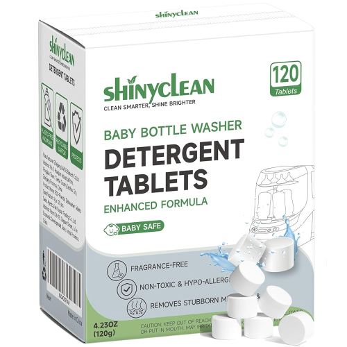 Bottle Washer Detergent Tablets with Natural Enzyme | Chlorine & Fragrance-Free, Baby Safe | Compatible with Momcozy, Baby Brezza & All Brands | Oxygen Power, No Residue | 120 Count