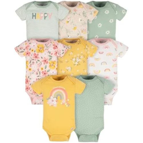 Gerber Baby Girls' 8-pack Short Sleeve Onesies Bodysuits