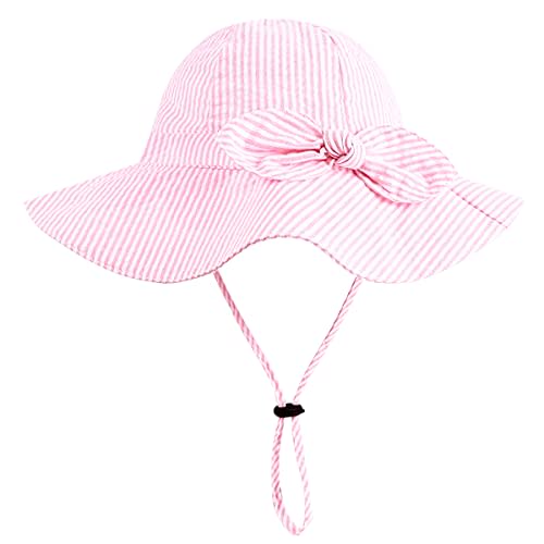 Baby Girl Sun Hat with UPF 50+ Outdoor Adjustable Beach Hat with Wide Brim Bucket Hats
