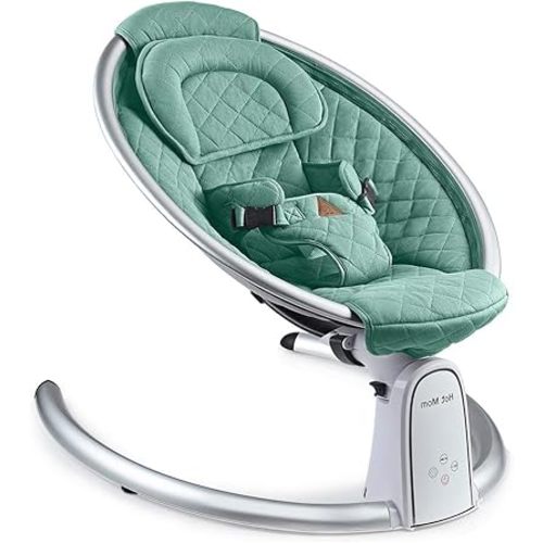 Hot Mom Upgrade Cotton Electric Baby Bouncer for Infant,Bluetooth Baby Swing Enabled Automatic, Baby Rocker Inset Music Speaker, Baby Chair Intelligent Timing & LED Touch Screen (Green)