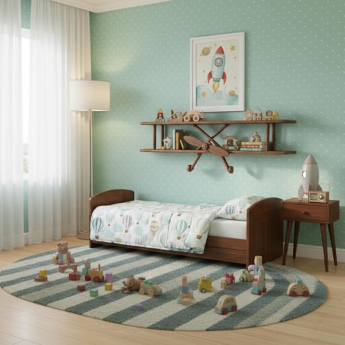 Airplane Wall Shelf for Kids Room – Wooden Plane Nursery Decor – – Aviation Theme Shelves