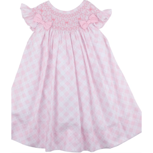 Pink Check Bunny and Bow Dress - Cecil and Lou - 12 M
