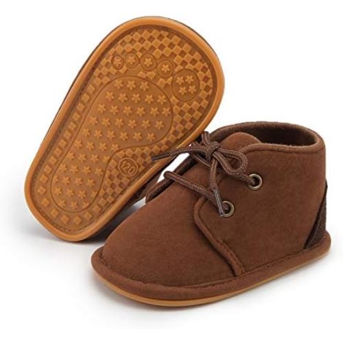 Baby Unisex Warm Snow Boots Newborn Leather Fur Lace Up Ankle Anti-Slip Rubber Texture Sole Toddler Prewalker Winter Crib Shoes