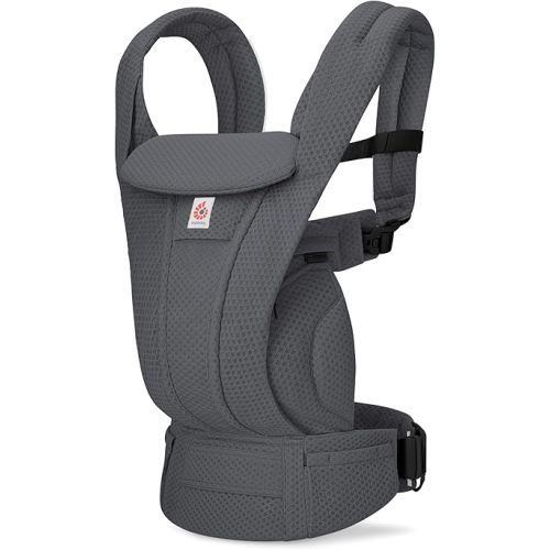 Ergobaby Omni Deluxe Baby Carrier for Newborn to Toddlers 0-48 Months (7-45 lbs) - 4-Position Breathable Mesh Baby Carrier with Ergonomic Support, Storage Pockets, and Sun Hood - Graphite Grey