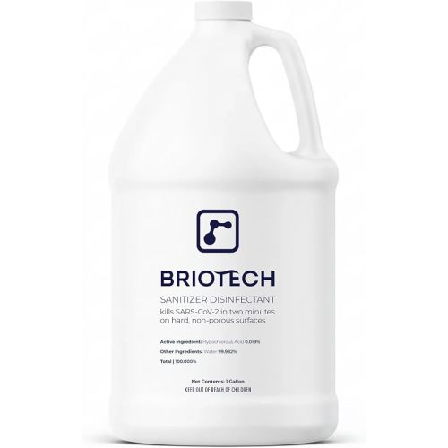 BRIOTECH Sanitizer Disinfectant Hypochlorous, Kill 99.99% of Viruses & Bacteria, Control Mold, Eliminate Odor, Gentle for Nursery & Play Rooms, Food Contact Surface Sanitizer, 1 Gallon Refill