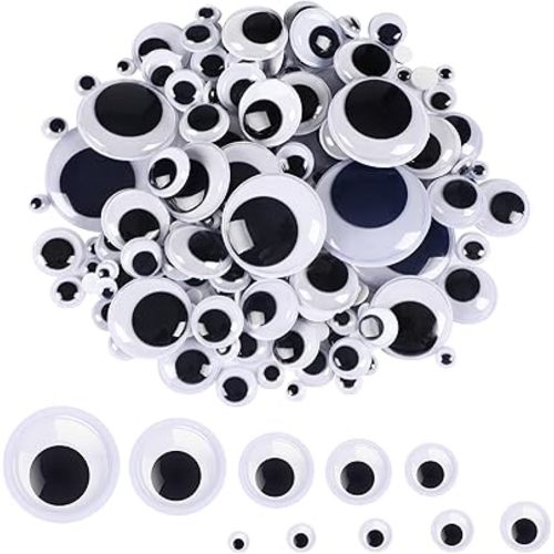 200 Pieces Wiggle Eyes, FEBSNOW Googly Eyes Self Adhesive Black White Plastic Googly Eyes Mixed Assorted Sizes Sticker Eyes for DIY Crafts Decoration(6mm -35mm)