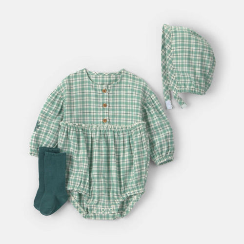 Baby Girl 3-Piece Flannel Long-Sleeve Bubble Set - Green | Carter’s Oshkosh Canada