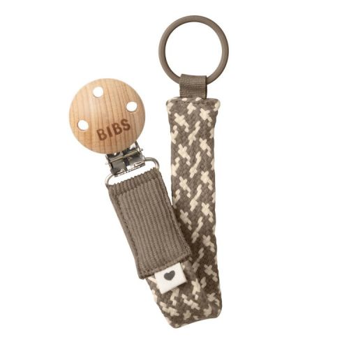 Bibs Braided Pacifier Clip - Dark Oak/Vanilla