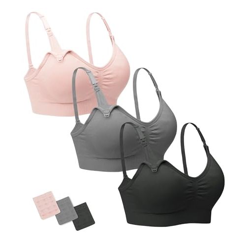 Stelle Nursing Bras Maternity Bra for Breastfeeding Pregnancy Wireless Bralette with Pads, Extenders & Clips