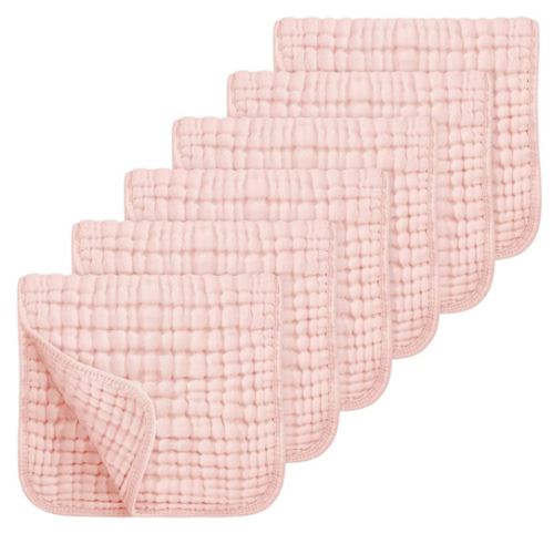 Muslin Burp Cloths 100% Cotton Large 20''x10'' - Shell Pink