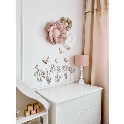 Wooden Flowers Butterflies Wanddeko Fleurs Murales Boho Nursery Deko Chambre Bébé Geschenk Handmade Décoration Bois