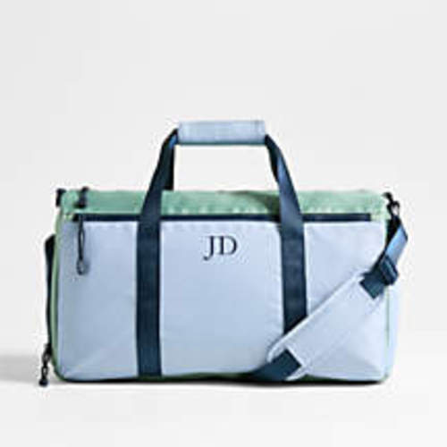 Personalized Green and Blue Colorblock Kids Duffel Bag