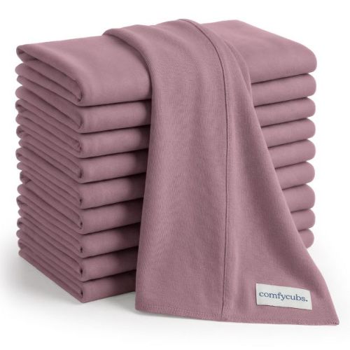 Comfy Cubs Baby Burp Cloths Set Pack of 10 - Large, 6-Layer, Ultra Absorbent Soft 100% Cotton for Infants - Mulberry