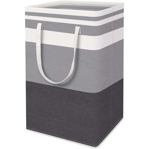 1-Pack Large Laundry Basket, Waterproof & Freestanding Laundry Hamper Collapsible Tall Clothes Hamper with Extended Handles for Clothes Toys in the Dorm and Family 75L Grey