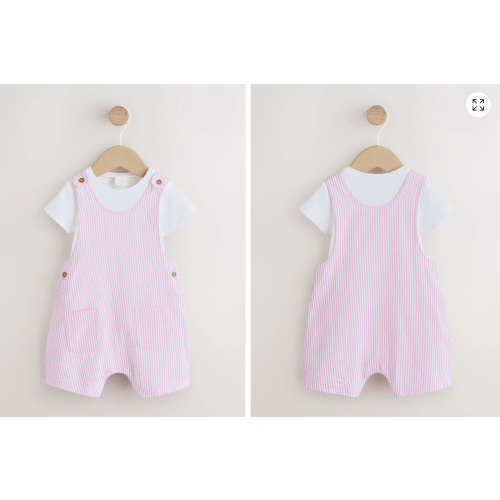 Buy Pink and White Stripe Baby Dungarees and Bodysuits Set 2 Piece (0mths-2yrs) from Next USA