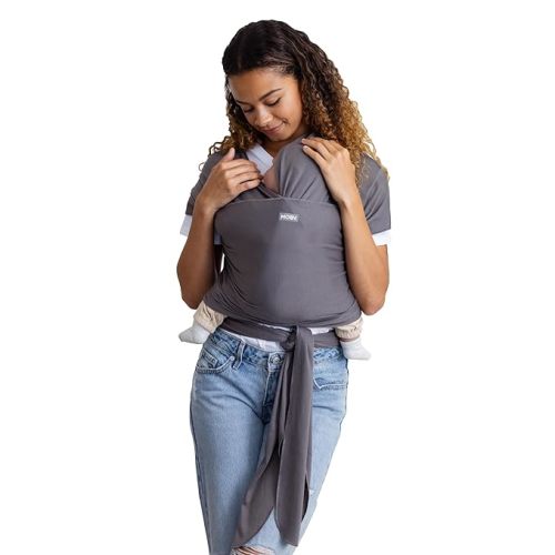 Moby Basics Baby Wrap Carrier for Newborns to Toddlers (8-33lbs), Infant Sling Carrier, Lightweight & Hands Free Design, Adjustable for All Body Types (Everyday Gray)