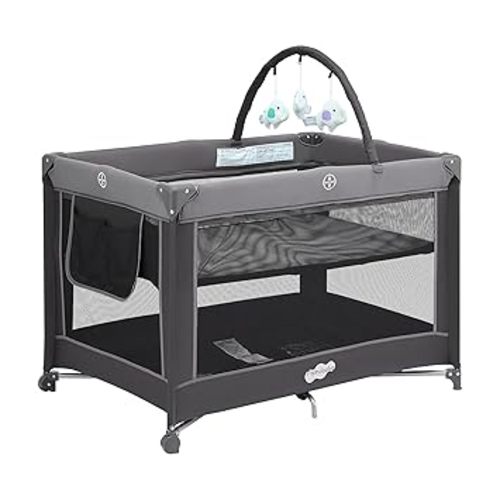 Pamo Babe Pack and Play with Bassinet, Portable Playard for Baby