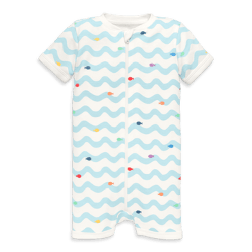 Baby Organic Zip Shortie In Rainbow Fish