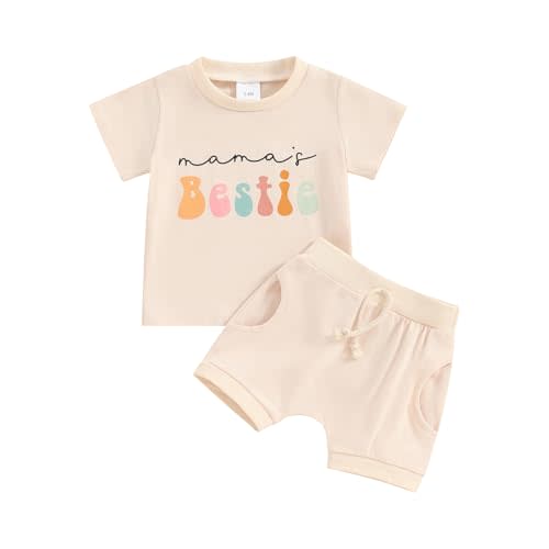 Kupretty Baby Girl Summer Clothes Letter Printed Short Sleeve T-shirt Tee Tops + Solid Shorts Toddler Clothing Set