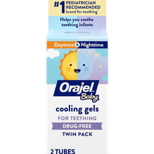 Orajel Baby Daytime & Nighttime Cooling Gels for Teething, Drug - Free, #1 Pediatrician Recommended Brand for Teething*, Two 0.18oz Tubes