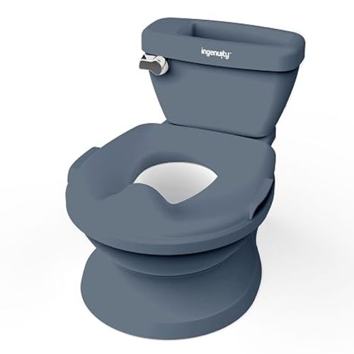Ingenuity My Size Potty Pro 2-in-1 Potty Training Toilet, Floor Potty with Removable Potty Seat for Standard Toilets, Realistic Flushing Sound, for Toddlers Ages 18+ Months, Up to 50 lb