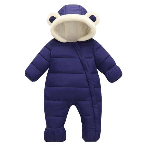 Baby Boys Girls Jumpsuit Fleece Lined Winter Coat 0-24 Months Romper Snowsuit Outwear